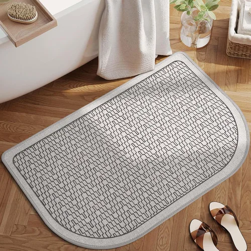 Miniatura 11 de YDKGL Alfombra de baño de medio círculo, alfombras de baño finas para debajo de la puerta, de secado rápido, antideslizante, lavable, con respaldo