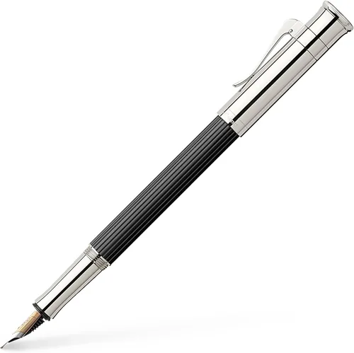 Faber Castell 145551 - Pluma estilográfica, punta fina F, colección clásica, revestimiento de platino ébano, importación genuina