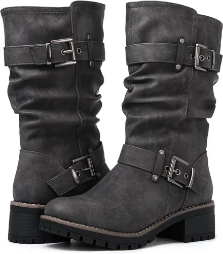 Miniatura 2 de GLOBALWIN Botas de vestir a media pantorrilla para mujer, botas de motociclista para mujer