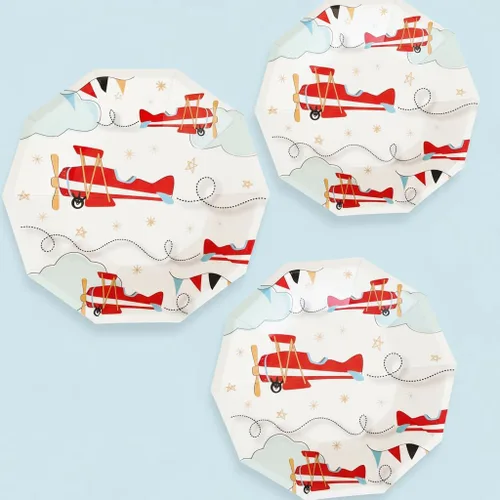 Miniatura 3 de Pooka Platos de fiesta de avión (paquete de 8) Platos de avión Fiesta de cumpleaños de avión Decoraciones de fiesta de avión Platos de papel