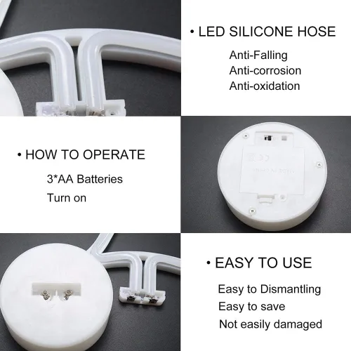 Miniatura 4 de Cartel de neón LED para interior, luz nocturna con base de soporte, funciona con batería/USB, luz decorativa de neón