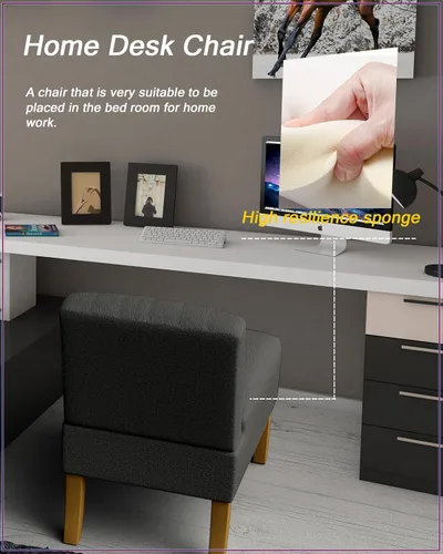 Miniatura 5 de VIRRMO Sillas de Acento sin Brazos para Sala de Estar, Silla Slipper Moderna Sillas de Sala de Estar con Patas de Madera Sólida, Silla de Tocador