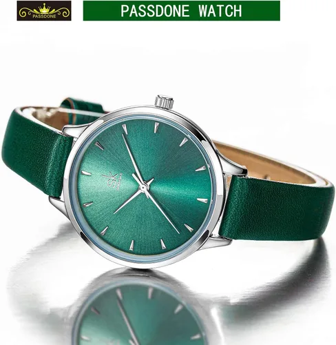 Miniatura 3 de SK - Reloj de pulsera para mujer, correa de piel, de cuarzo, reloj de lujo japonés de cuarzo.