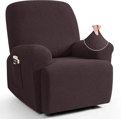 Miniatura 35 de TAOCOCO Funda reclinable de 4 piezas, funda elástica para sofá reclinable de 4 piezas, funda reclinable con 1 asiento, protector suave, fundas