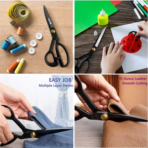 Miniatura 3 de Tijeras de costura profesionales de 12 pulgadas para ropa de cuero, de alta resistencia industrial, acero de alto carbono, tijeras afiladas