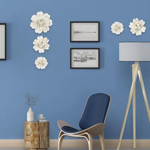 Miniatura 5 de LIUCOGXI 5 piezas de flores de cerámica para decoración de pared hechas a mano 3D colgantes de porcelana, arte de pared, escultura blanca de peonía