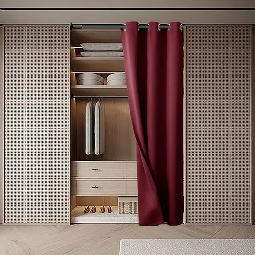 Miniatura 2 de BGment - Cortina opaca para puerta de 80 pulgadas de largo en color burdeos, cortina para armario del dormitorio, cortina divisora con ojales