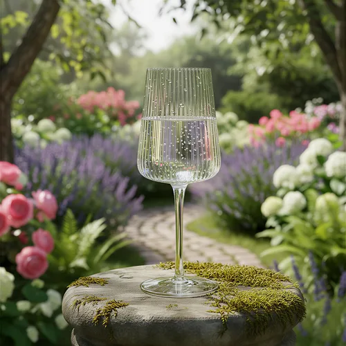 Miniatura 5 de Copas de vino acanaladas sopladas a mano con tallo, transparentes, copas de cristal sin plomo, regalo de lujo, juego de 4, únicas, copa de vino