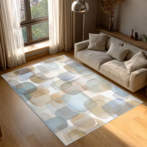 Miniatura 4 de 2x3 Mid Century Modern Throw Rugs for Entryway, Washable Watercolor Geometric Pattern Indoor Door Mat, Bedroom Kitchen Entrance, Non Slip Soft Thin