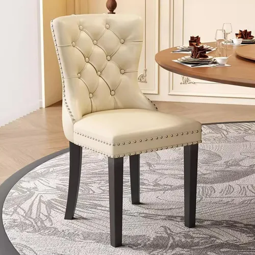 Juego de sillas de comedor, sillas de comedor tapizadas de cuero, cómodas sillas de cocina, silla de vestíbulo con patas de madera resistentes,