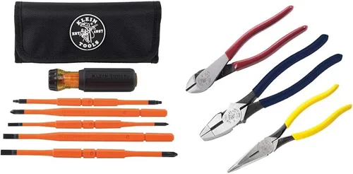 Klein Tools 32288 Destornillador aislado, juego de destornilladores 8 en 1 y juego de herramientas 80020 con alicates Lineman, cortadores diagonales