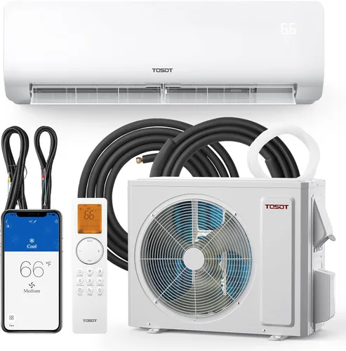 TOSOT Mini aire acondicionado split de 9,000 BTU, sistema de unidad AC de bomba de calor inversora sin ductos habilitado para WiFi, sistema de