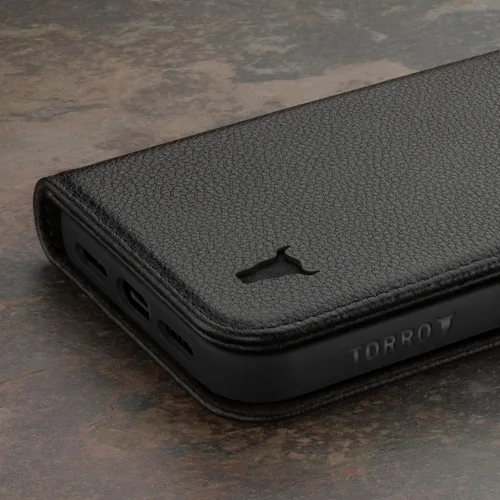 Miniatura 7 de TORRO Funda de cuero premium compatible con iPhone 15 de 6.1 pulgadas, funda de piel auténtica tipo cartera con función atril y ranuras