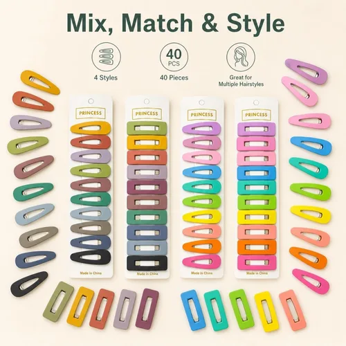 Miniatura 7 de Pasadores pequeños mate para mujeres y niñas, B.PHNE clip de cabello con cierre de 2.1 pulgadas para cabello grueso o fino, lindos colores neutros