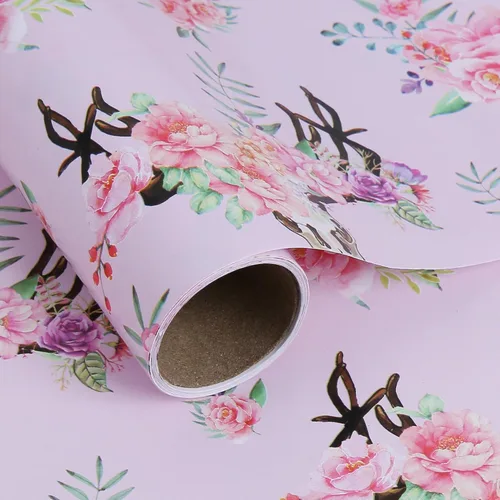 Miniatura 47 de Aimyoo - Rollo de papel de regalo floral kraft - Rollo jumbo - 30 pulgadas x 33 pies - Papel de regalo vintage con flores para todas las ocasiones