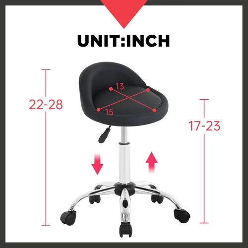 Miniatura 3 de PayLessHere Taburete giratorio de pedicura ajustable en altura, silla de salón de dibujo ajustable con respaldo cojín de PU para tienda de tatuajes