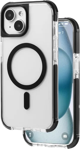 Miniatura 89 de Tigowos - Funda magnética para iPhone 15, resistente a las caídas, sensación de piel mate, a prueba de golpes, delgada, negro mate