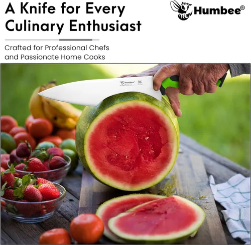 Miniatura 3 de Cuchillo de chef de 10 pulgadas, hoja de acero inoxidable de alto carbono certificada NSF – Mango ergonómico codificado por colores, cuchillo