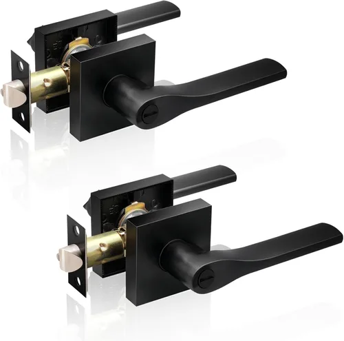 Miniatura 12 de JO.KO Pomo de puerta negro mate, cerradura de puerta de entrada sin llave para privacidad interior, manijas de puerta reversibles