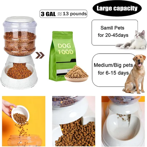 Miniatura 3 de Comedero automático para perros, dispensador de comederos para perros grandes, estación de alimentación automática de 3 galones por gravedad