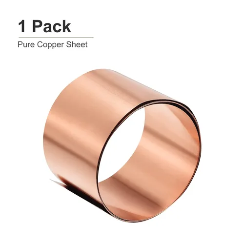 Miniatura 6 de DTGN Hojas de cobre puro de 39.370 x 1.969 x 0.004 in (LxWxT) - 1 paquete - Buenas para hacer piezas de maquinaria - Placas de cobre de metal