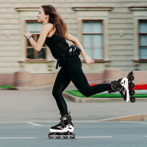 Miniatura 6 de Adjustable Inline Skates for Kids Ages 4–12, Light Up Wheels, Beginner Roller Skates for Boys & Girls, Outdoor & Indoor Skating Gift Negro púrpura