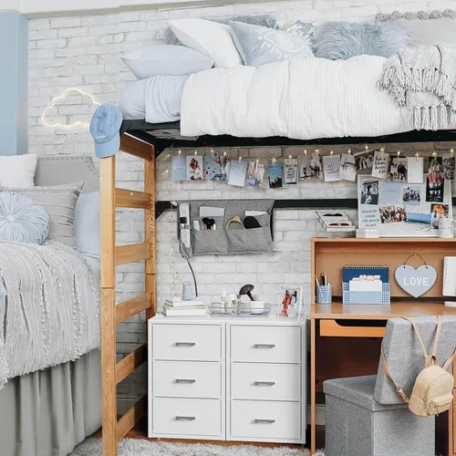 Miniatura 4 de BOLUO Cajones de armario blancos de tela con 3 cajones, cómoda pequeña para organizadores de armario y almacenamiento de dormitorio, estilo moderno