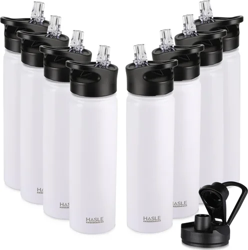 Miniatura 76 de HASLE OUTFITTERS Botella de agua aislada de 22 onzas, botella de agua de acero inoxidable de doble pared, boca ancha con tapa de popote y tapa