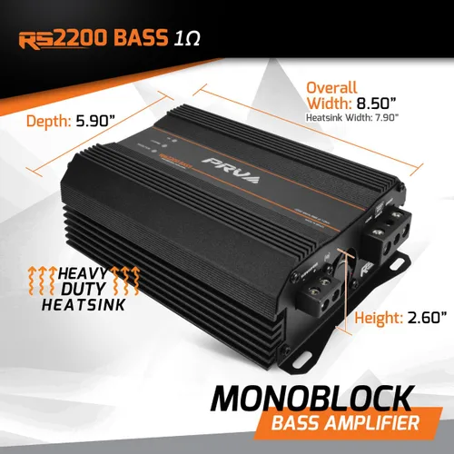 Miniatura 3 de PRV Audio Amplificador de subwoofer monobloque clase D de 2200 vatios RS2200 BASS 1 ohmio - 12 voltios amplificador para automóvil, crossover