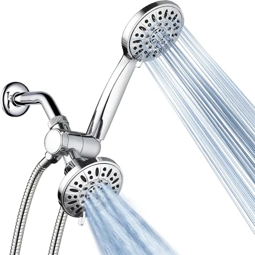 AquaDance Total Chrome Premium - Combo de 3 vías de alta presión de alta presión de 48 ajustes para lo mejor de ambos mundos: disfruta de un lujoso