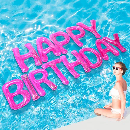 Miniatura 11 de Shappy Globos flotantes grandes de letras flotantes de 20 pulgadas con puntos adhesivos, decoraciones inflables de piscina para fiesta de cumpleaños
