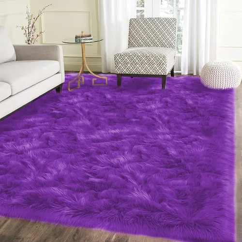 Miniatura 60 de Latepis - Tapete rectangular de piel sintética tipo lana de oveja suave, esponjosa y lavable para sala de estar, dormitorio, sala de juegos o Blanco