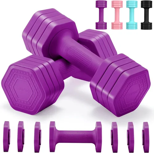Miniatura 8 de EQUIPRO Adjustable Dumbbell Set, 4 in 1 Free Weights Dumbbells Set for Women, Weights for Women at Home, 2lb 3lb 4lb 5lb with TPU Soft Rubber Handle