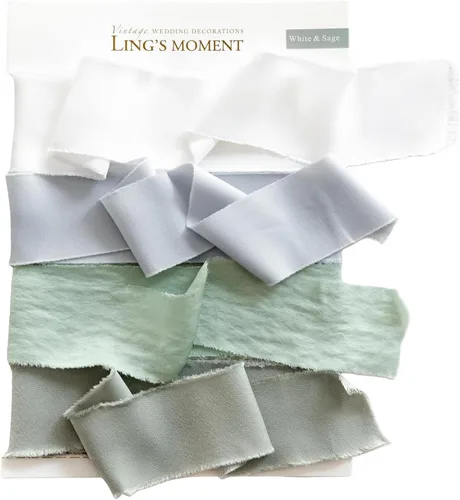 Ling's moment Cinta de satén verde salvia, cinta de seda hecha a mano de 1.6 yardas, cinta de tela para envolver regalos, ramos florales de boda,