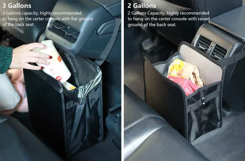 Miniatura 6 de Ginsco Bote de Basura para Auto de 3 Galones con Tapa Abierta, Bolsa de Basura Colgante para Auto de Gran Capacidad a Prueba de Fugas con Forro