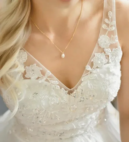 Miniatura 4 de BRAYEG Collar de perlas de oro de 14 quilates para mujer, delicados collares con colgante de perlas de oro ajustables simples collares de perlas