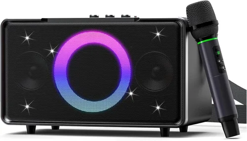GFEEN Altavoz Bluetooth para fiestas: 100 W pico de alto ruidoso, graves profundos, tiempo de reproducción de 15 horas, altavoces inalámbricos Plata