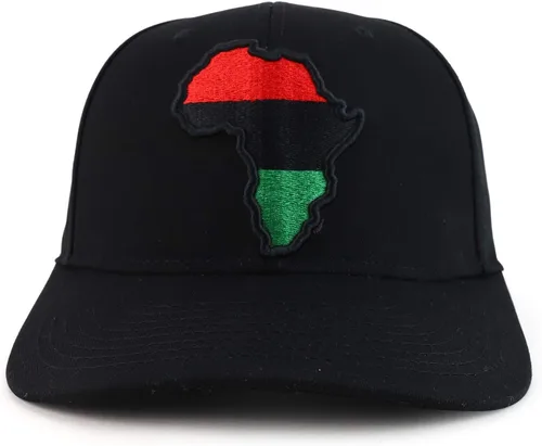 Miniatura 2 de Trendy Apparel Shop Gorra de béisbol estructurada bordada con mapa de África roja y negra y verde