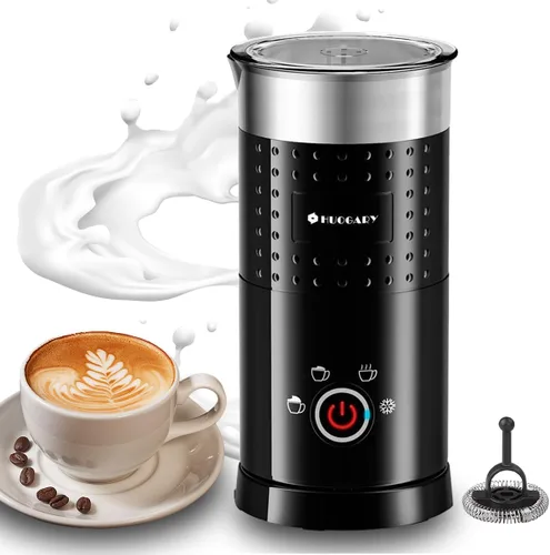 Huogary Espumador de leche eléctrico y vaporizador – Vaporizador de leche automático 4 en 1, 10.1 fl oz/10.1 oz, máquina de espuma caliente y fría y