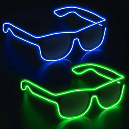 Miniatura 17 de YouRfocus Gafas inalámbricas con luz LED que brillan en la oscuridad, gafas de neón para fiestas rave, EDM, Halloween, Navidad (verde)