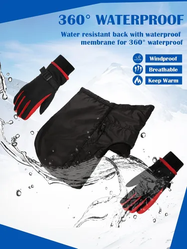 Miniatura 2 de Sombrero de invierno resistente al viento y guantes de esquí y snowboard transpirables con forro de invierno para clima frío unisex pasamontañas