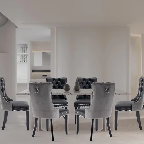 Miniatura 86 de Juego de 2 sillas de comedor tapizadas de terciopelo, sillas laterales de cocina de estilo moderno con ribete de cabeza de clavo y patas de madera