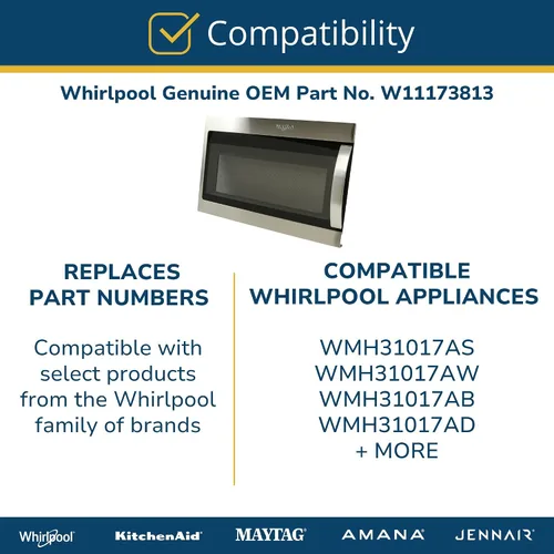 Miniatura 5 de Whirlpool W11173813 Pieza de repuesto de montaje de puerta de microondas OEM genuina - Sustituye