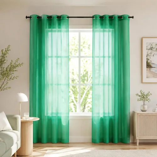 Miniatura 52 de KOUFALL Cortinas traslúcidas de 120 pulgadas de 2 paneles con ojales, juego extra largo de 10 pies de largo, cortinas altas para ventana grande, 52