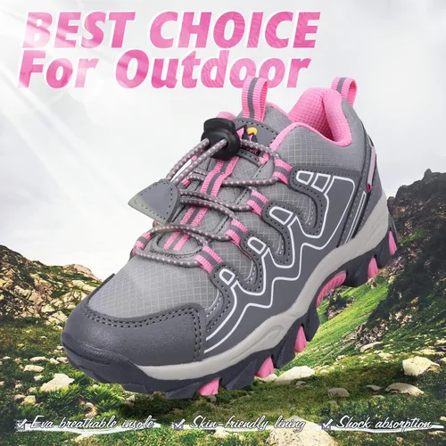Miniatura 4 de UOVO Tenis para niños y niñas, para senderismo, correr, caminar al aire libre, tenis impermeables antideslizantes