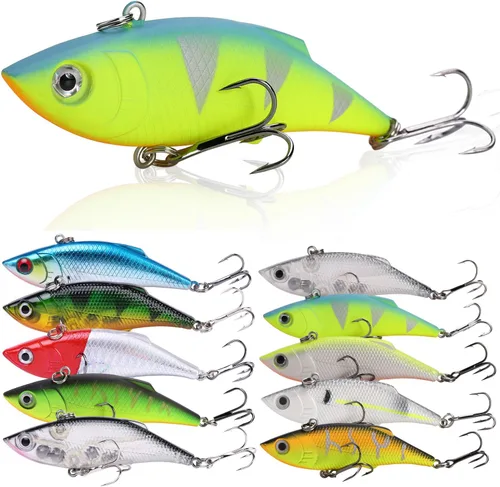 Miniatura 8 de Sougayilang Juego de señuelos de pesca Crankbaits, cebos duros, cebos de natación, para bote, para superficie, señuelos para trucha, lubina, perca