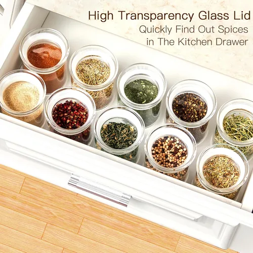 Miniatura 7 de ZENS Tarros de vidrio de 10 onzas con tapa hermética, paquete de 4 recipientes de cocina de vidrio para especias, té suelto, pequeños tarros
