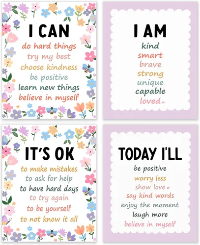 Miniatura 14 de BESERH Positive Affirmation Wall Decor, Inspirational Motivational Quote Wall Art Prints Posters for Classroom Kids Room Nursery Playroom, 12x16