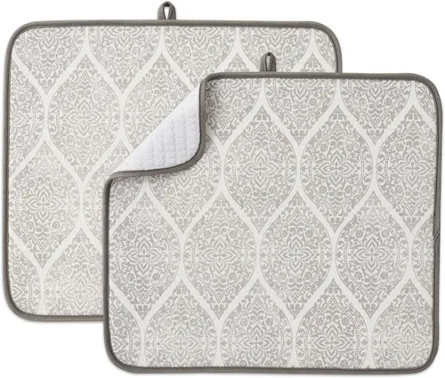 Miniatura 23 de Paquete de 2 tapetes de secado de platos para encimera de cocina, absorbentes, tapetes escurridor de platos de microfibra, almohadilla de secado