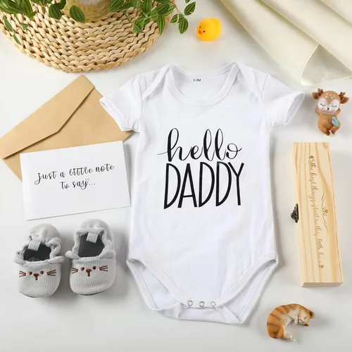 Miniatura 5 de Jiuguva Anuncios de embarazo sorpresa para papá y esposo, caja de recuerdos de prueba de embarazo, caja de anuncios de madera, body de Hello Daddy